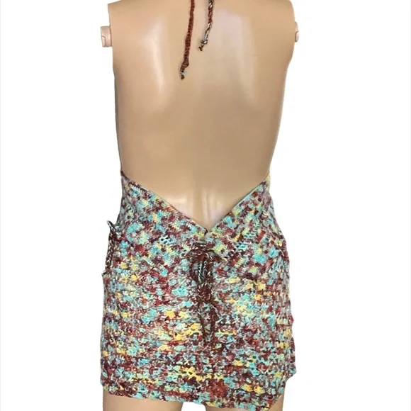 OOAK Tie Dye Crochet Crop Top Handmade Adjustable One Size fits S-L - Picture 7 of 16